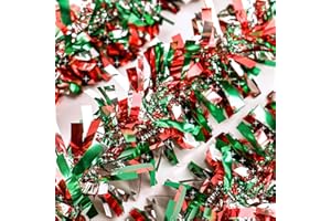 ADISHER 50Ft Christmas Tinsel Garland, Red Grenn Silver Metallic Twist Garland for Xmas Tree Decorations, Tinsel for New Year Party Ceiling Hanging Decorations Indoor and Outdoor Decor