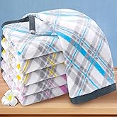 Checkered Hand Towels, (6PC 15"x25") - Light | 100% Cotton | Soft | Absorbent | 400GSM | Fluffy, Patterned Towels Decorative Set,Hand Towel for Bathroom & Showering, 2 Pink + 2 Yellow + 2 Blue Plaid