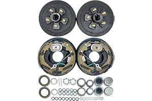 DREAMDRAGON 3500 lbs Trailer Axle Electric Brake Kit, 5-Hole 4.5" Bolt Circle Brake Drum with 10" x 2 1/4" Self-Adjusting Electric Brakes, Replacement 10” Brake Hub Drum Assembly, 1/2''-20 Studs