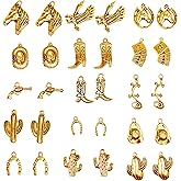 JJGQAZ 120pcs Western Charms for Jewelry Making - Mixed Cowboy Boot Hat Cactus Horsehead Eagle Charms Pendant for Bracelet Necklace Father Gift DIY Craft Findings