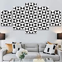 SIGNWIN 5 Panel Canvas Wall Art Modern Art Decorative Elements Fun Geometric Mixed Media Multicolor Patterns for Home Decorations Ready to Hang - 60