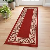 20 x 59 Inch Runner Rug Non-Slip Area Rug for Hallway &ndash; Low Profile Water Absorbing Kitchen Runner Rug with Rubber Backing &ndash; Machine Washable Indoor Mats for Entryway (Red, 20''x59'')