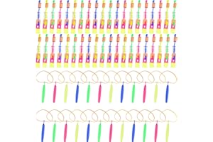 Cagemoga 52 Pieces Led Flying Slingshot Light up Rocket Helicopter Flying Toys Glow Arrow Flying Toys for Kids Summer Outdoor Games Birthdays Children's Day Christmas Party Favors