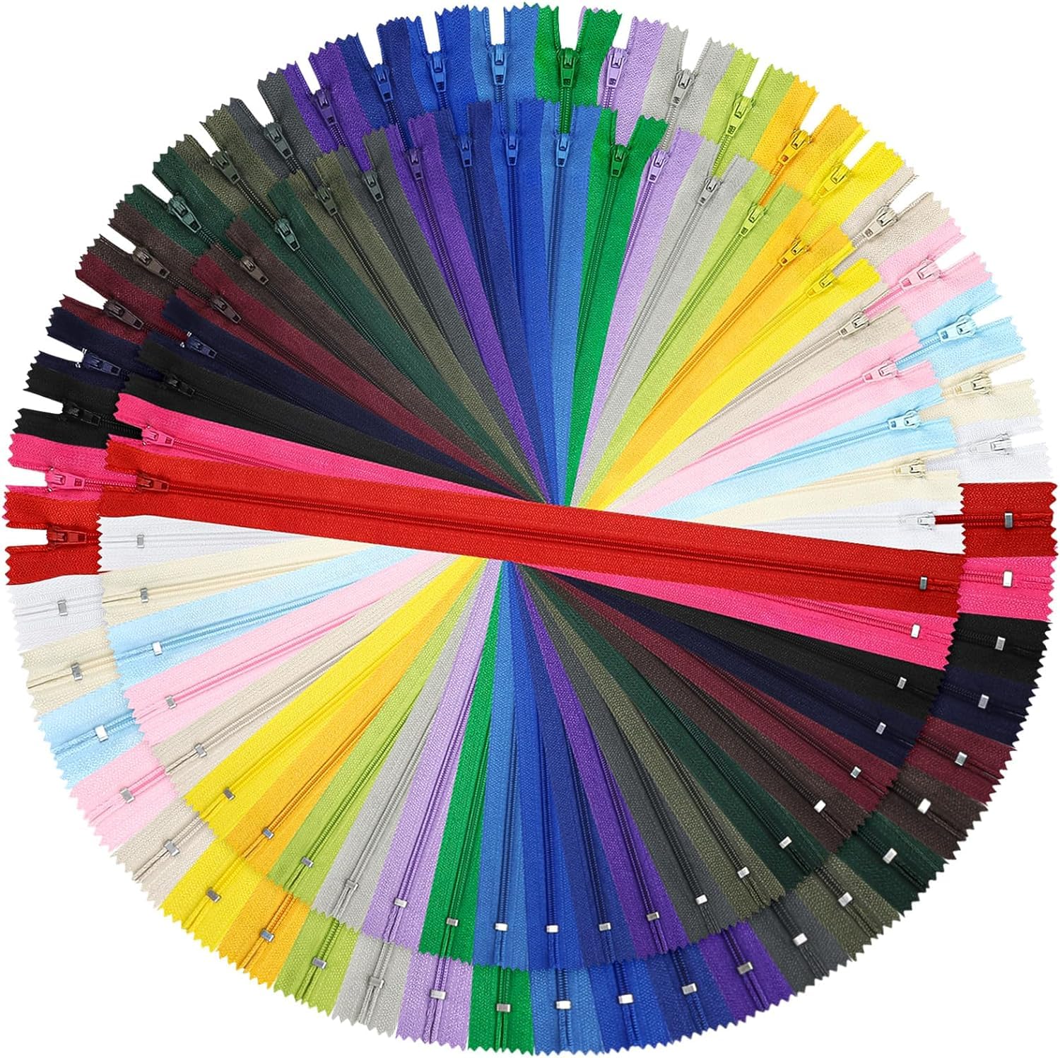 DOITEM 48pcs 6 Inch 10 Inch Zippers Sewing 15cm 25cm Nylon Coil Colorful Zippers Zips Zip Sewing Crafts 24 Assorted Colors (Multicoloured, 15cm 25cm)