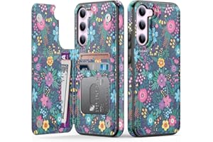 Goodon for Samsung Galaxy S23 Case Wallet - Flip Folio Leather Cover with Trendy Floral Design, 3 Card Slots & Kickstand Function, Protective Phone Case for Women and Girls - Cute Blooming Flowers