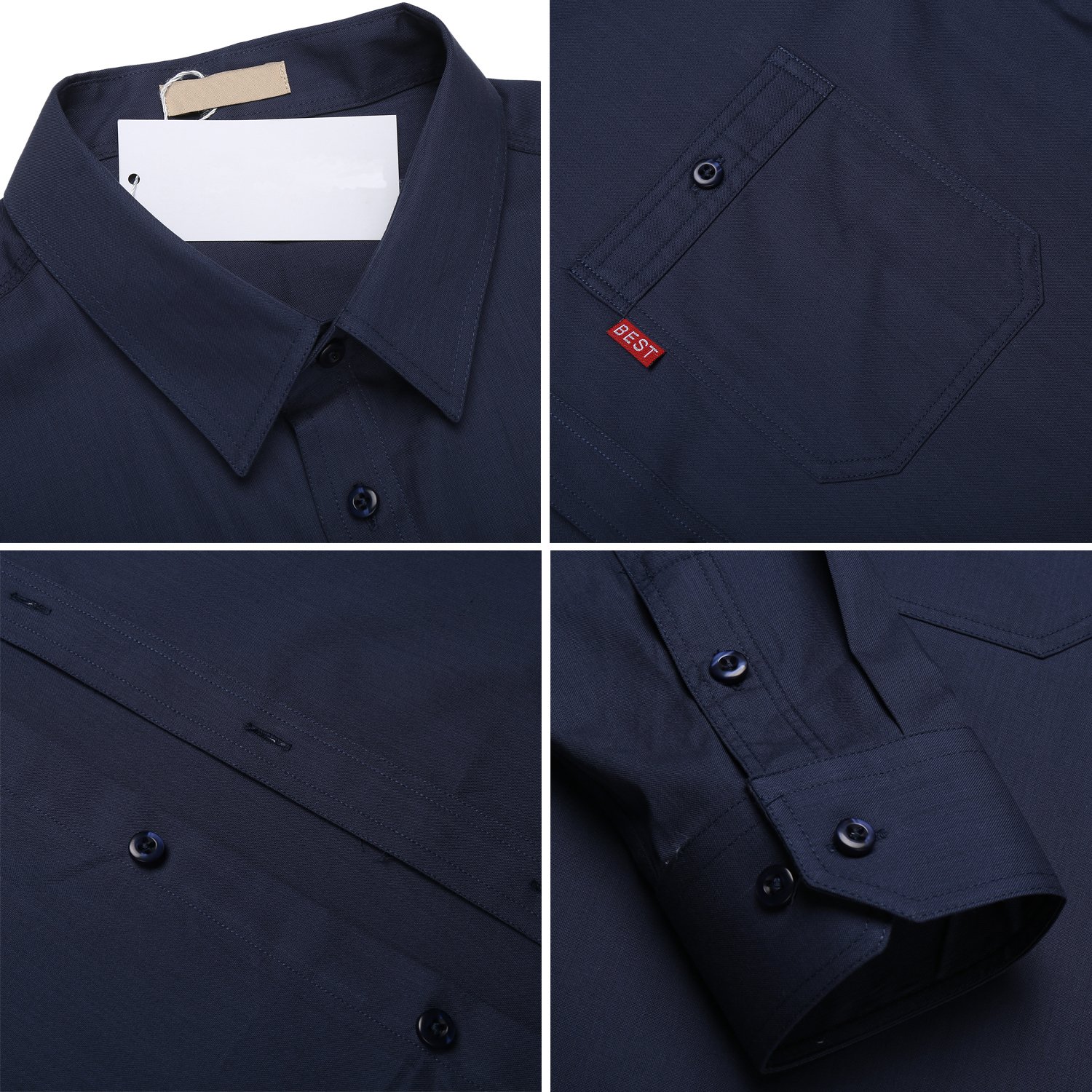 COOFANDY Mens Oxford Slim Fit Casual Button Down Shirts Long Sleeve Dark Blue L