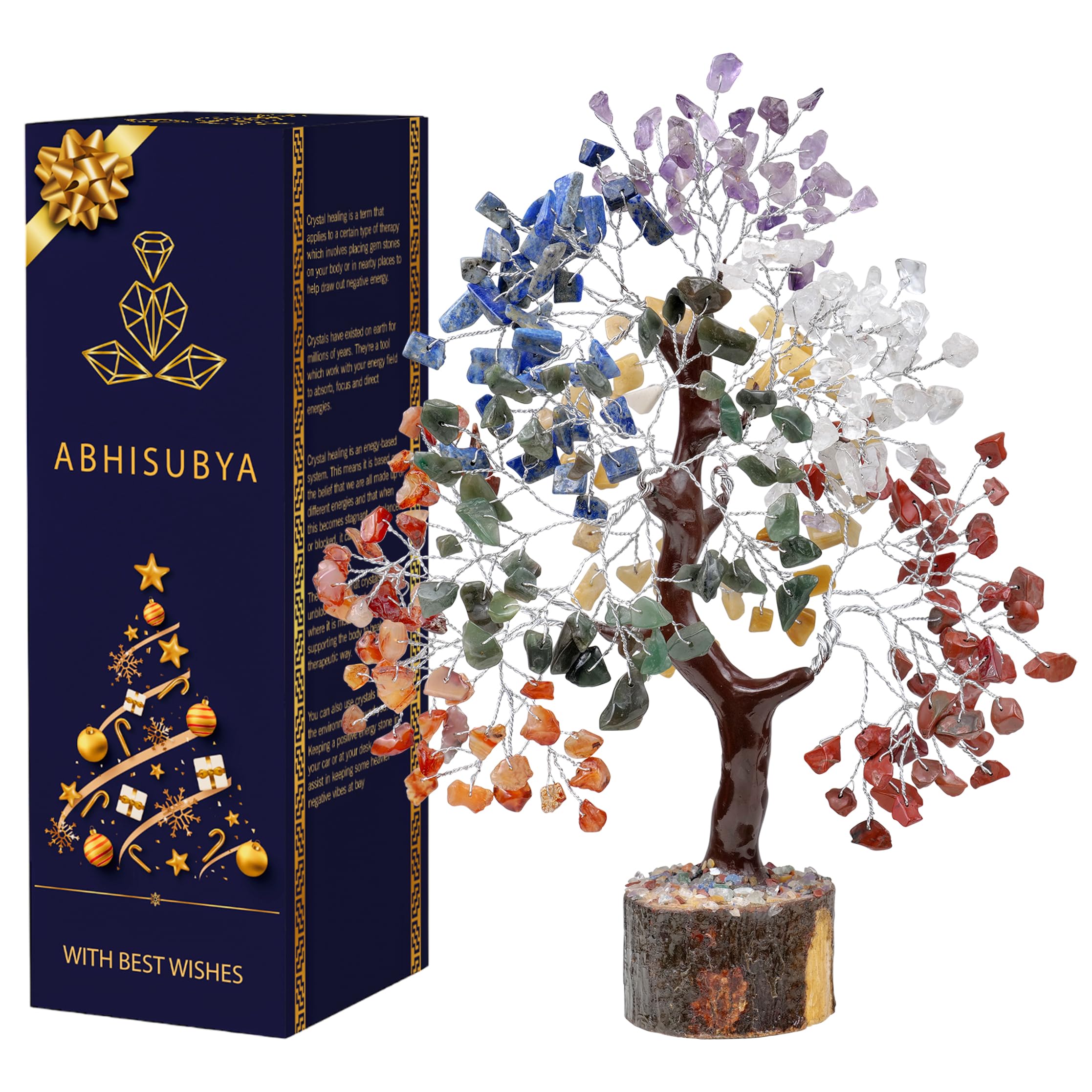 ABHISUBYA 7 Chakra Tree - Crystal Tree Ornaments - Gifts for Women - Crystals and Gemstones - Decorative Home Accessories - Reiki Crystals - Meditation & Calming Crystal