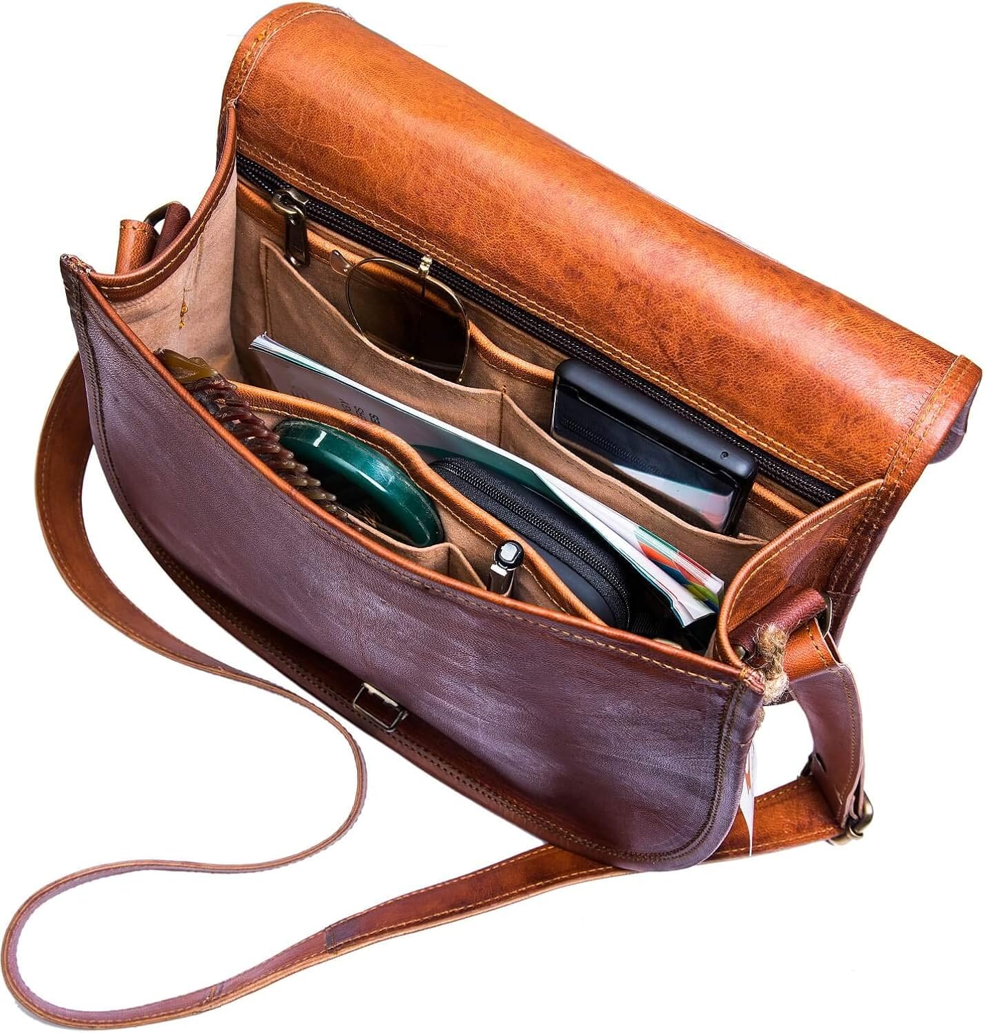URBAN LEATHER 12 Inch Women's Crossbody Leather Shoulder Bag Handbag - Image 5