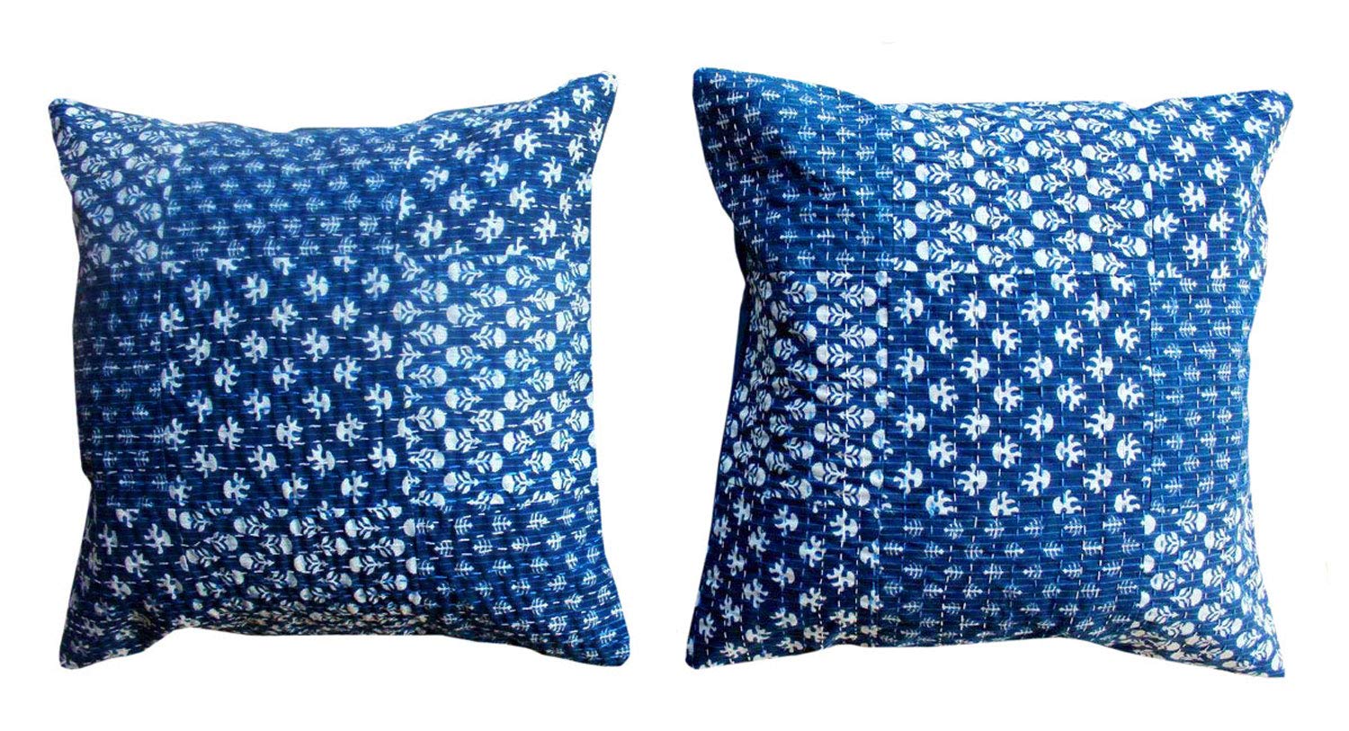 Mango Gifts Indigo Patchwork Throw Pillow Case Cushion Cover Home