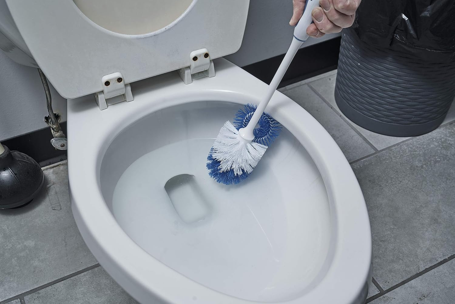 Superio Toilet Scrubber Brush and Holder Under Rim Lip Brush with Storage Caddy, Toilet Scrub Brush Bowl Wand Cleaner Scrubbing Wand, Bathroom Cleaning Commode Brush (Blue): Home & Kitchen