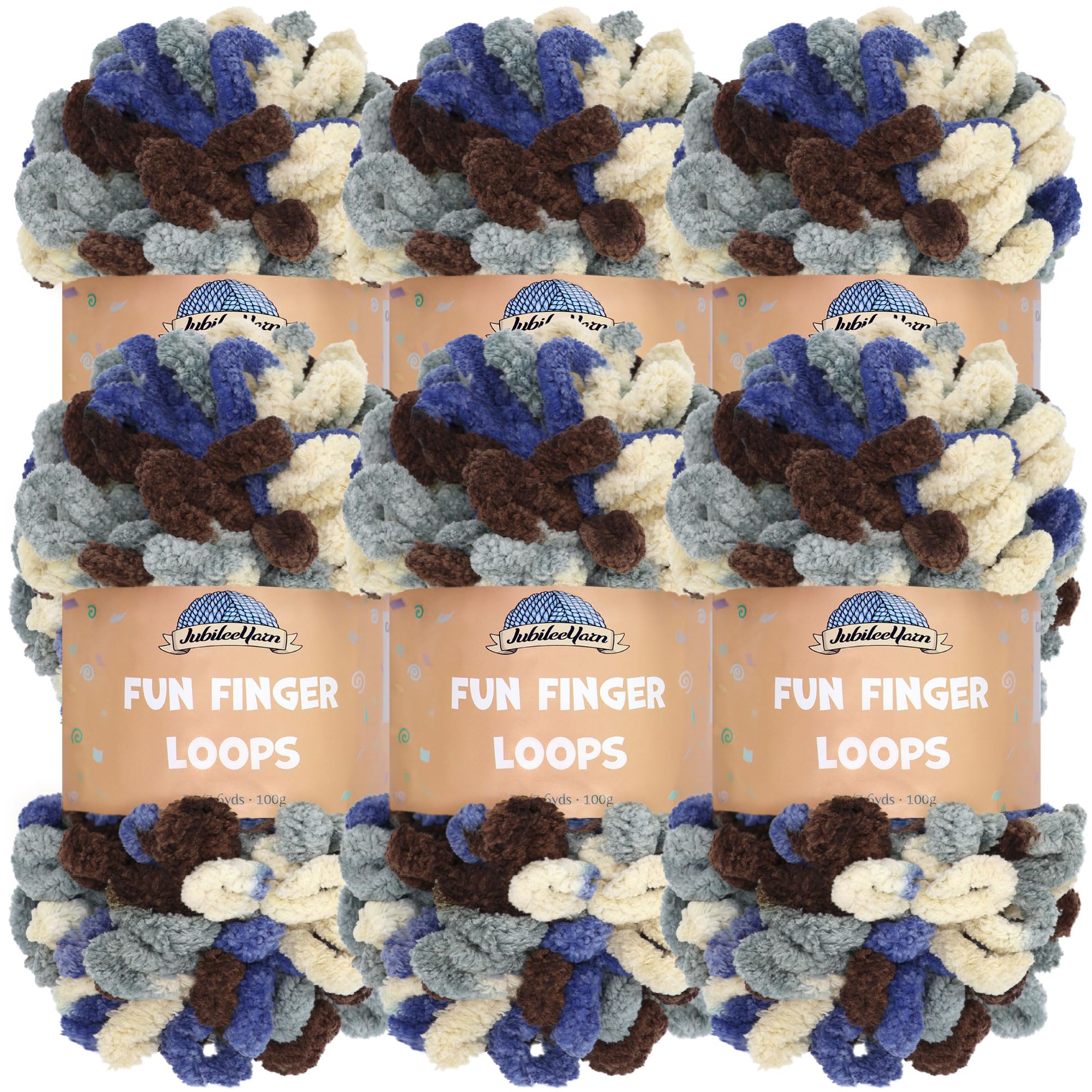 JubileeYarn Fun Finger Loops Yarn - Polyester Jumbo Weight Loop Yarn - 100g/Skein - Hephaestus - 6 Skeins — image 1