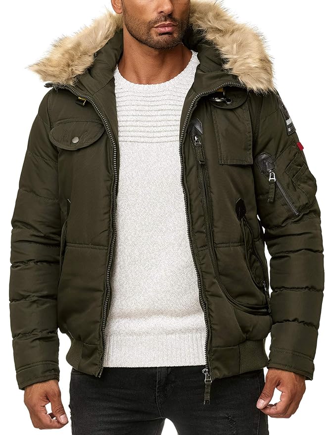 Blackrock Herren Winter-Jacke - Gefütterte warme Herrenjacke - Slim-Fit - mit Kapuze und abnehmbarem Kunstfell