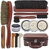 Shoe Cleaning Kit,13 Pcs Leather Boot Care Kit, Shoe Polish, Mink Oil, Shine Cloths, Shoe Brushes, Shoe Horn, and More for Leather Boot Care and Cleaning, Leather Polish Kit Gift for Men Women