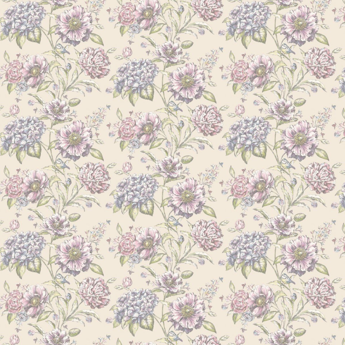 MyTinyWorld Pack of 5 Dolls House Pink And Violet Mixed Flowers On Cream Wallpaper Sheets
