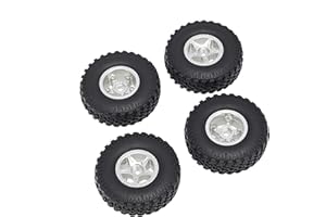 DKKY DKKY RACING DKKY 1/24 Climbing Car 1.0 Aluminum Alloy Wheel Hub and Micro Soft Rubber Tires Set for Axia SCX24 C10 90081 B-17 (D, White)