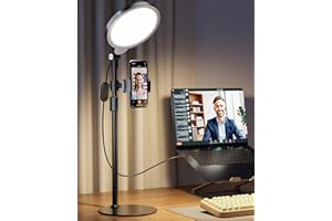 YARRASHOP Dimmable Ring Light with Stand for Desk, Adjustable Desk Light for Video Recording, 30 Light Modes Video Conference Lighting, Zoom Lighting for Computer, Webcam, Podcast, Calls, Home Office, CRI 97.8