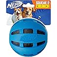 Nerf Dog Crunch and Squeak Rubber Ball Dog Toy, Single, Medium/Large, Blue