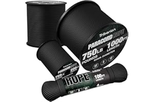 TRIBERION Paracord Rope 750 lb - 1000ft / 500ft / 200ft / 100ft 5/32" Parachute Cord 4MM 12-Strand para Cord - Heavy Duty Spool String for Survival,Camping Gear, Survival Bracelet, Clothesline