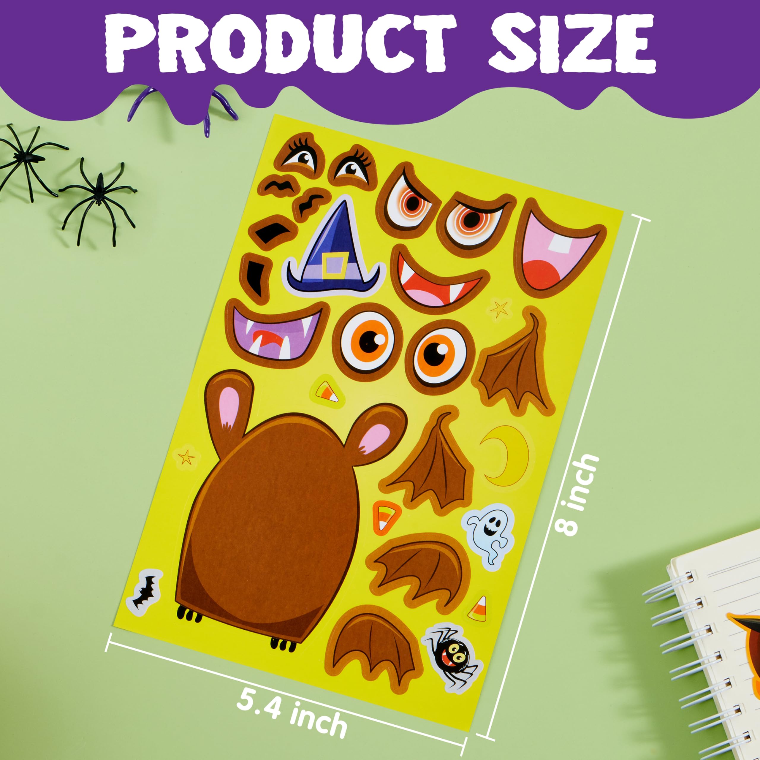 JOYIN 36 Pcs Halloween Make a Face Stickers for Kids, Crafts Party Supplies, Halloween Party Favor, Funny Stickers with 9 Designs, Classroom Art Activities Games Goodies Treats