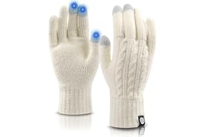 MA COWCF Women's Winter Gloves for Cold Weather Thermal Knit Elastic Soft Touch Screen Glove for Running Driving Hiking