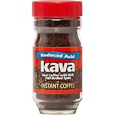 Kava Low Acid Instant Coffee, Acid Neutralized, 4 Ounce Glass Jar | At least 50% less acid, 90% acid neutralized, medium roast, rich aroma, smooth full-bodied flavor, OU kosher, gluten free