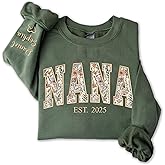 Personalized Floral Embroidered Applique Nana Sweatshirt For Women, Custom Nana Gifts from Grandkids, Mimi Sweater, Grandma Crewneck, Mother's Day Apparel, Grandmother Birthday, Grandmom Gifts