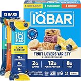 IQBAR Clean High Protein Bars, Low Sugar Snack, Fruit Variety 12ct | 12g Plant Protein, 8g Fiber, 2g Sugar | GLP-1 &amp; Keto Friendly | Vegan, Gluten Free, Dairy Free, Non-GMO, Kosher
