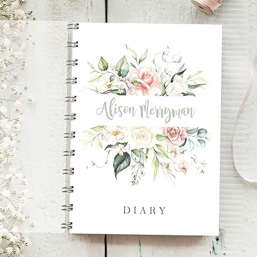 Personalised Diary Rose Bouquet. Any Month Start, 1 Year Journal