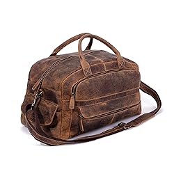 KomalC Leather Travel Duffel Bags for Men and Women