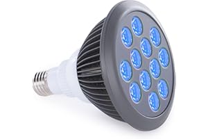Blue Light Therapy Bulb by Hooga. Power Cord Included. 415 nm Wavelength. 12 LEDs. High Irradiance, Treatment for Acne and Sun Damage. Can Improve Skin Texture and Tigthen Skin.