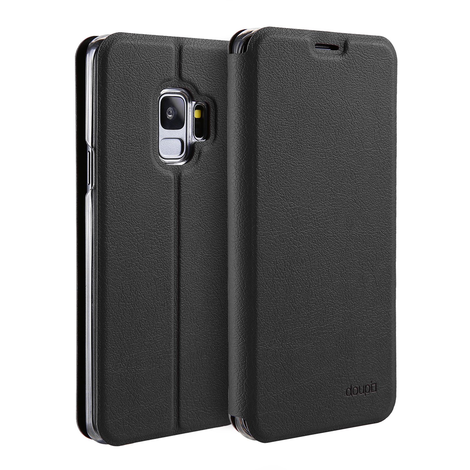 doupi Flip Cover for Samsung Galaxy S9 Plus, Magnet Protective Flip Case Book Style Screen Protector Stand, black