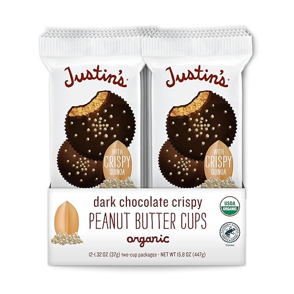 JUSTINS’S ORGANIC CRISPY DARK CHOCOLATE PEANUT BUTTER CUPS,...