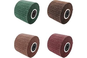 GEVEELIFE Burnishing Polishing Wheel Drum 4 Pack (80# 120# 240# 320# Grit), Emery Abrasive Wire Drum 120x100mm for Metal Stainless Steel Wood Surface Conditioning Treatment, DDGJ-LSL-4PCS