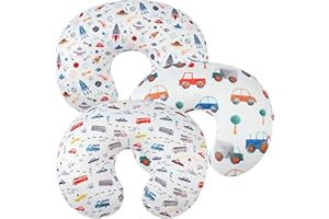 Tontukatu Nursing Pillow Cover Set 3 Pack Nursing Pillow Slipcovers for Moms Breastfeeding Moms, Ultra-Soft Stretchy Fit Standard Nursing Pillows Rocket Satellite,Car & Bus