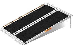 FACHNUO TOOL FACHNUO Portable Wheelchair Ramp 4FT, Non-Skid Handicap Ramps for Wheelchairs for Home, Metal Ramps for Doorway, Steps, Stairs, Threshold, Scooter, Temporary Aluminum Threshold Ramps 800LBS Capacity