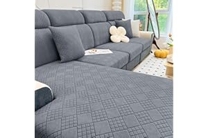 hyha Sectional Couch Covers, Chaise Sofa Couch Cushion Covers, Magic L Shape Sofa Covers Washable, Stretch Sofa Slipcovers, Couch Covers for Sectional Sofa (Chaise Covers, Gray)