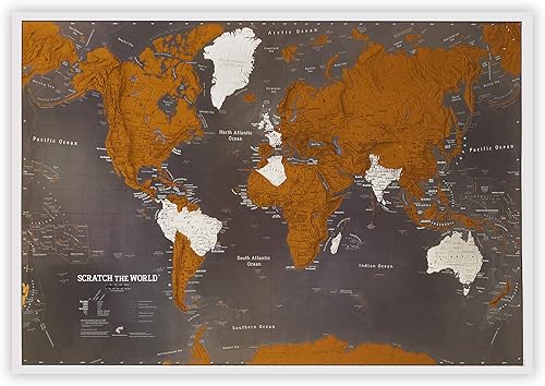 Download Scratch the World® - carte du monde à gratter noire avec lieux de voyage à gratter - détail cartographique - 84,1 cm (L) x 59,4 (H) cm PDF