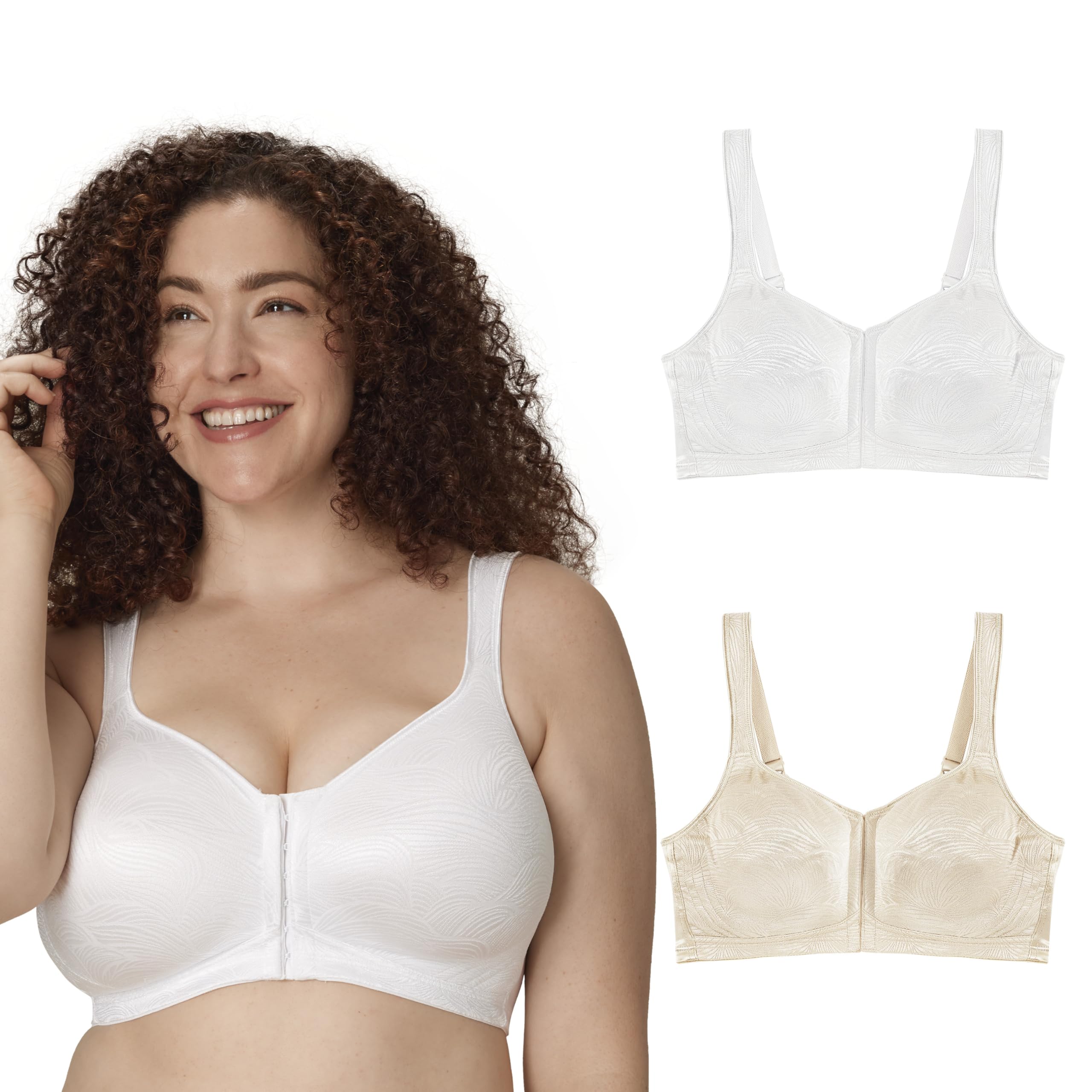Photo 1 of Playtex Women's 18 Hour Extra Back Support Front Close Wireless Bra USE52E with 2-Pack Option