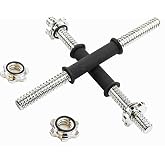 Rowland Harbor Threaded Dumbbell black Durable Rubber Handles/Adjustable Dumbbell Bar Handles 32/35/40cm(12.6/14.2/15.7Inch) - Fit 1 inch Standard Weight Plate Weightlifting Accessories - Sold in Pair