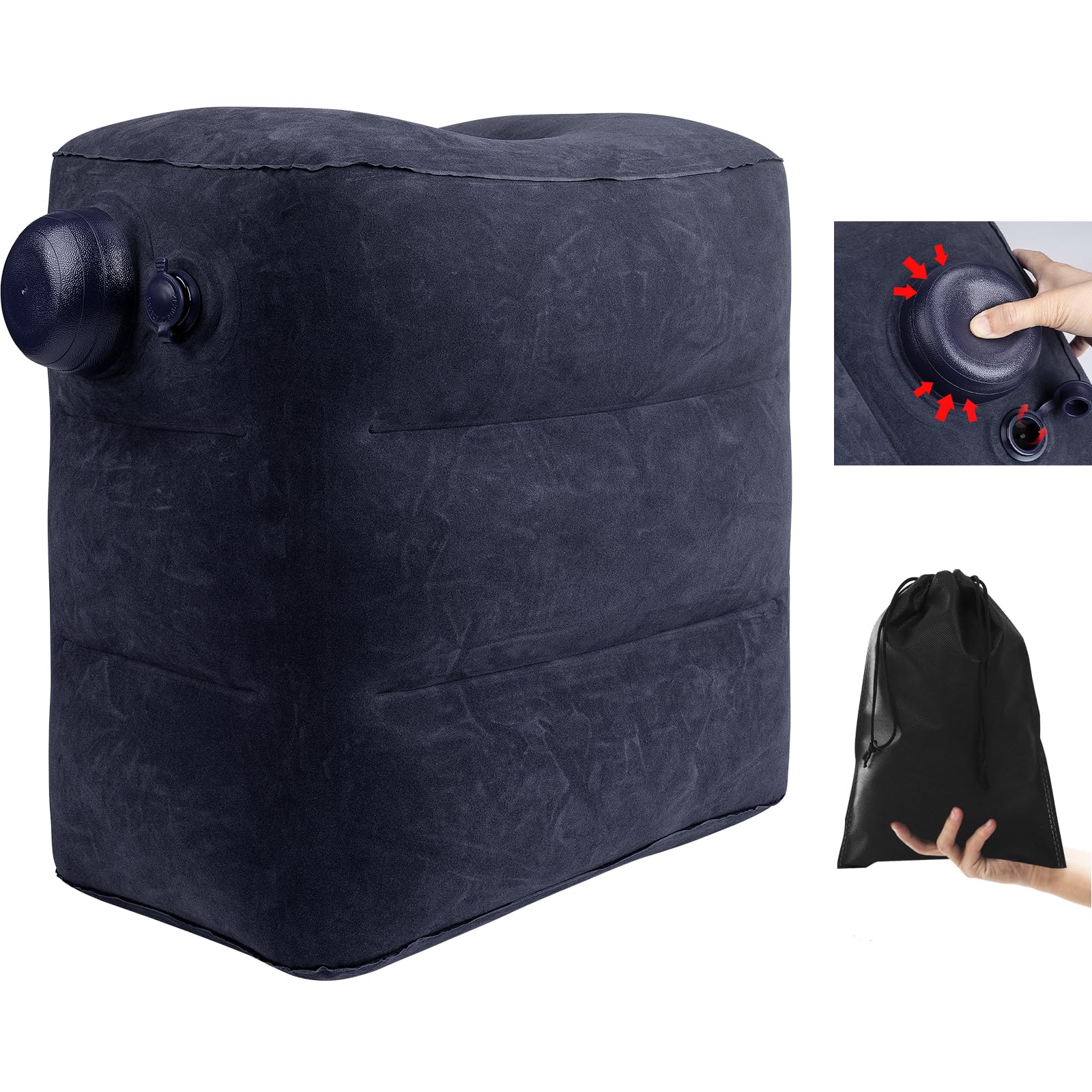 Photo 1 of Inflatable Foot Rest for Air Travel,Airplane Travel Foot Rest Adjustable Height,Car/Airplane,Footrest Pillow with Pump for Office,Airplane,Train,Cars,Home