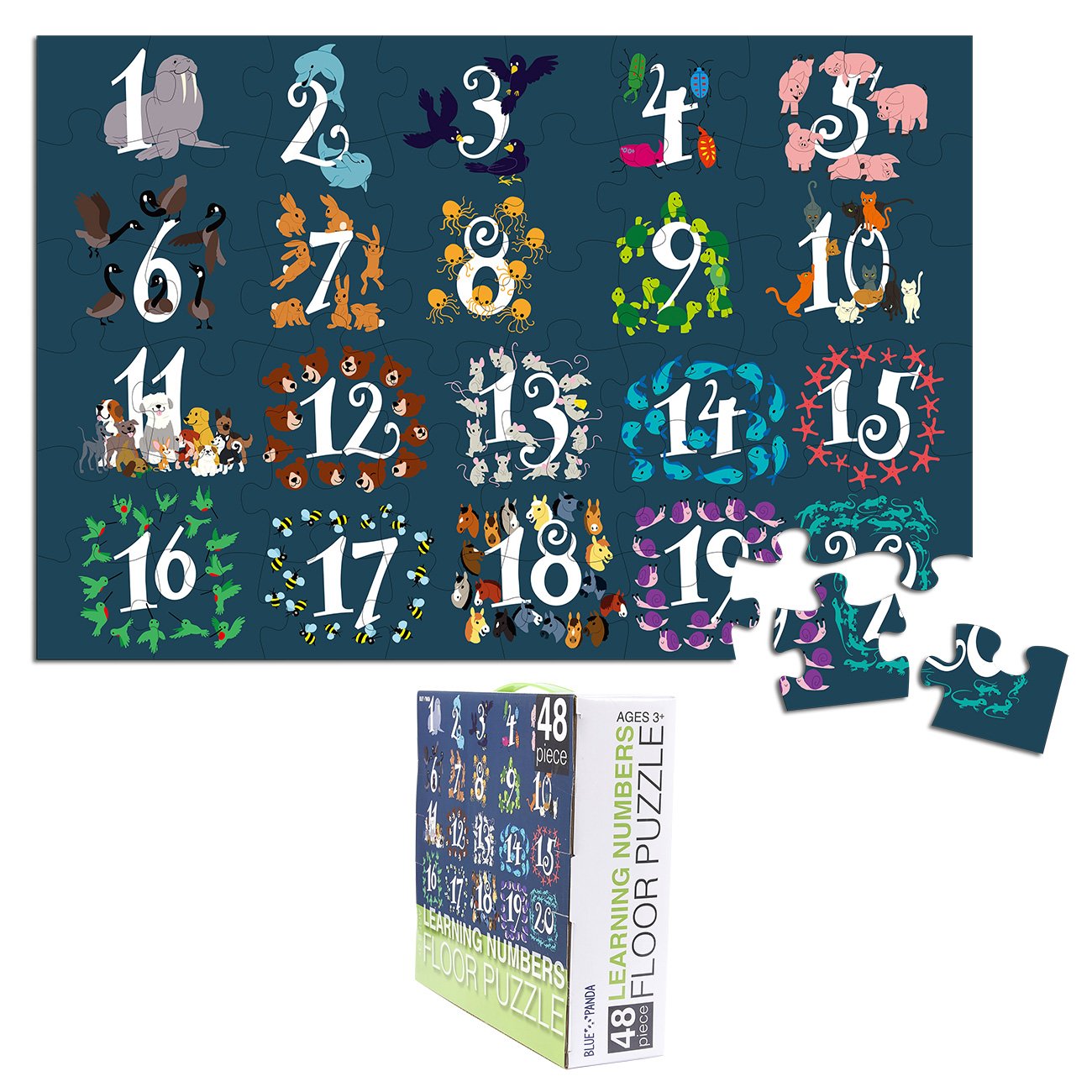 Floor Puzzles For Kids 48 Piece Giant Floor Puzzle Number Learning Jumbo Jigsaw Puzzles For Toddlers Preschool Toy Puzzles For Kids Ages 3 5 2 X