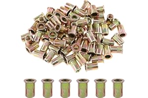 Glarks 100Pcs 5/16"-18UNC Zinc Plated Carbon Steel Rivet Nut Flat Head Rivnut Threaded Insert Nuts Set (5/16"-18UNC)
