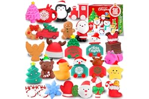 MOZACI Squishies, 25 Pack Mochi Squishy Toys - Christmas Kawaii Cat Squishys Slow Rising Animals - Party Favors, Goodie Bag, Birthday Gifts, Mini Squishies Stress Reliever Toy Pack