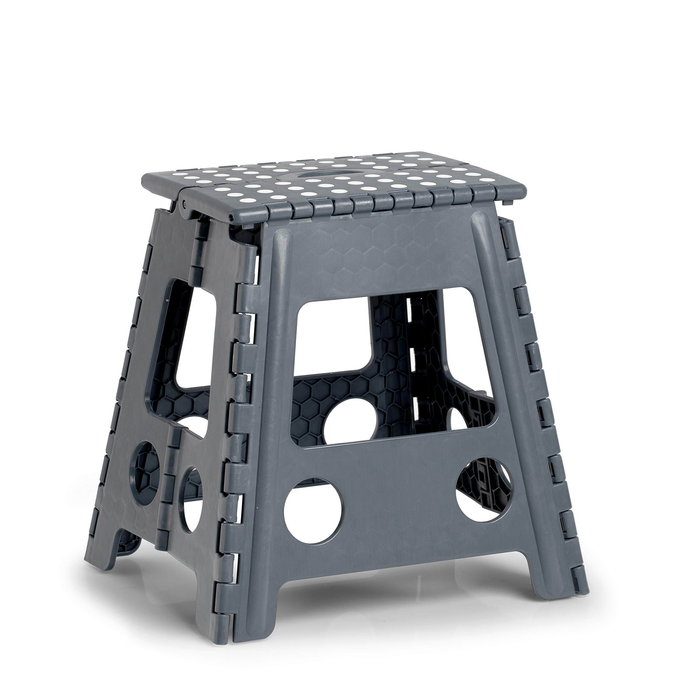 Zeller Present - Schöner Leben Practical Liven 13037 Premium Folding Stool Plastic Anthracite TÜV Tested Maximum Load 150 kg Approx. 38.5 x 31.5 x 39 cm Plastic Large