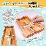 SummiDate Wooden Letter Money Box Personalised Piggy Bank 9in view 3