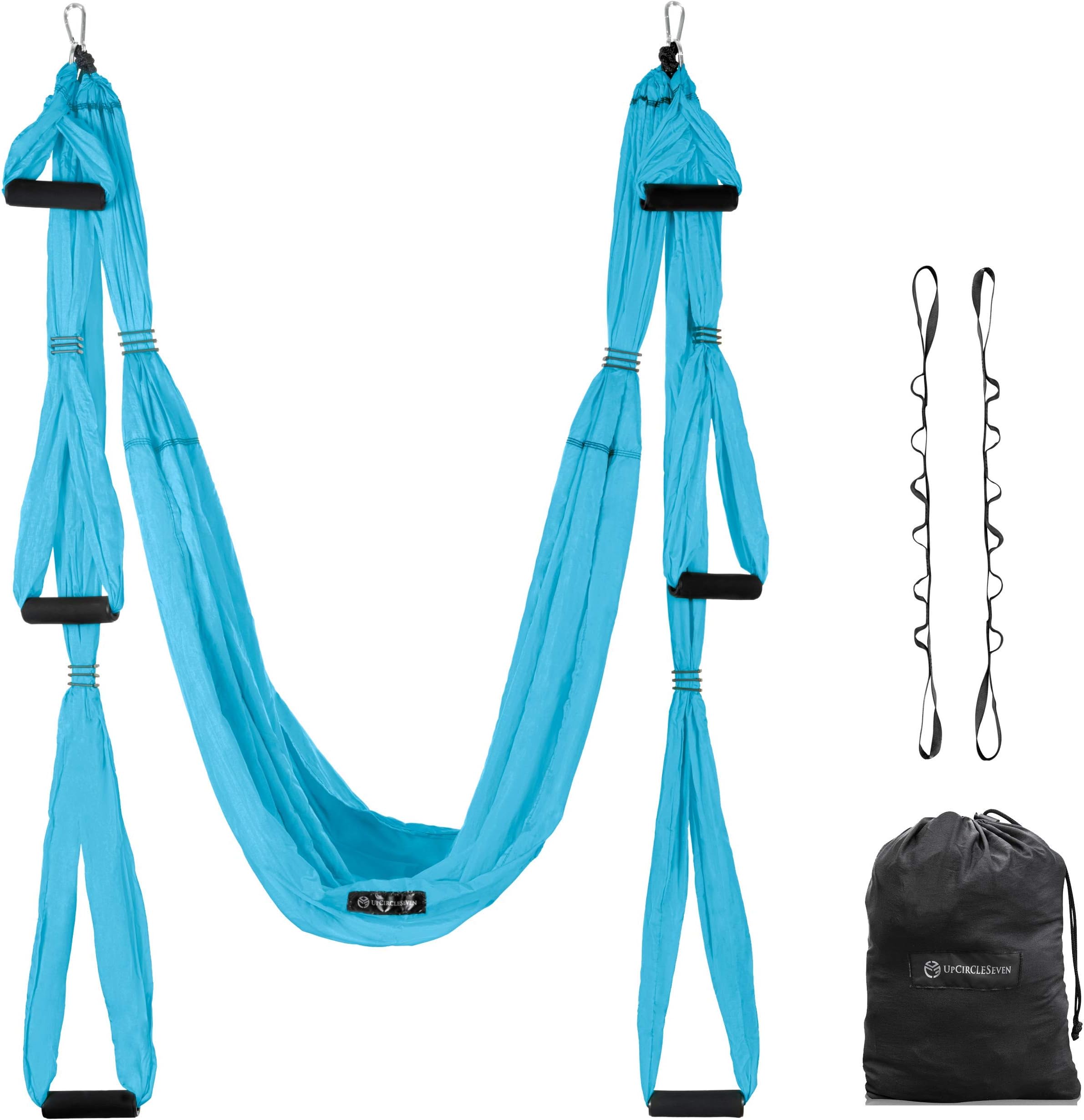UpCircleSeven Aerial Yoga Swing Set - Yoga Hammock/Sling Kit + Extension Straps & eBook - Antigravity Ceiling Hanging Yoga Sling - Inversion Swing for Beginners & Kids