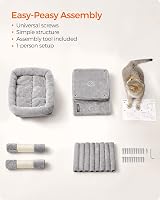 Feandrea Cat Tree Tower 67 cm S Large Perch 2 Caves Scratching Post Light Grey view 6