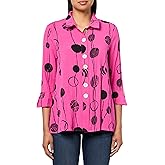 Printed Woven Crinkle Button Front Tunic
