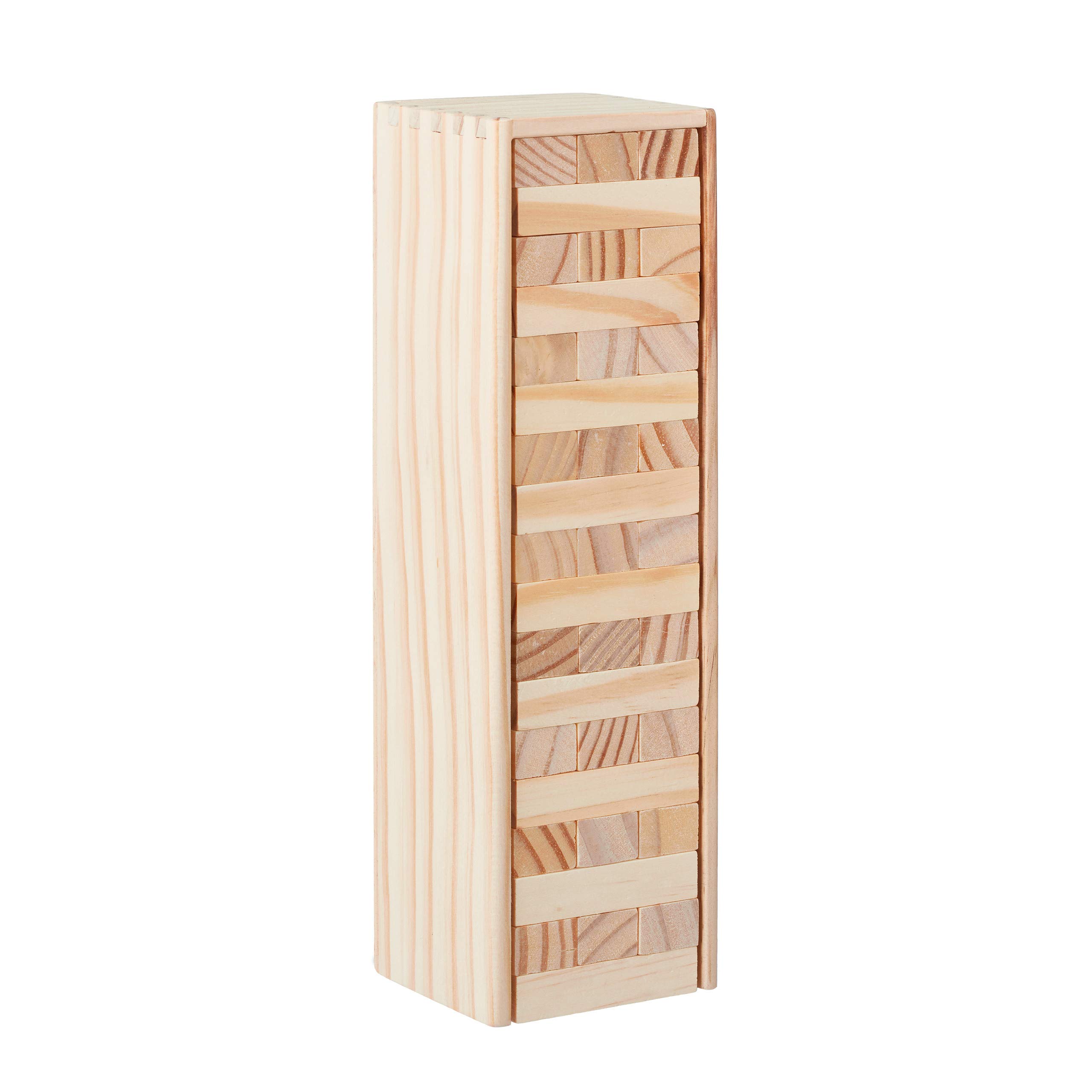 Relaxdays Tumble Tower Wood, 54 Blocks To Stack, Fun Stack & Fall Game For Kids & Adult, Wooden Toy, Natural