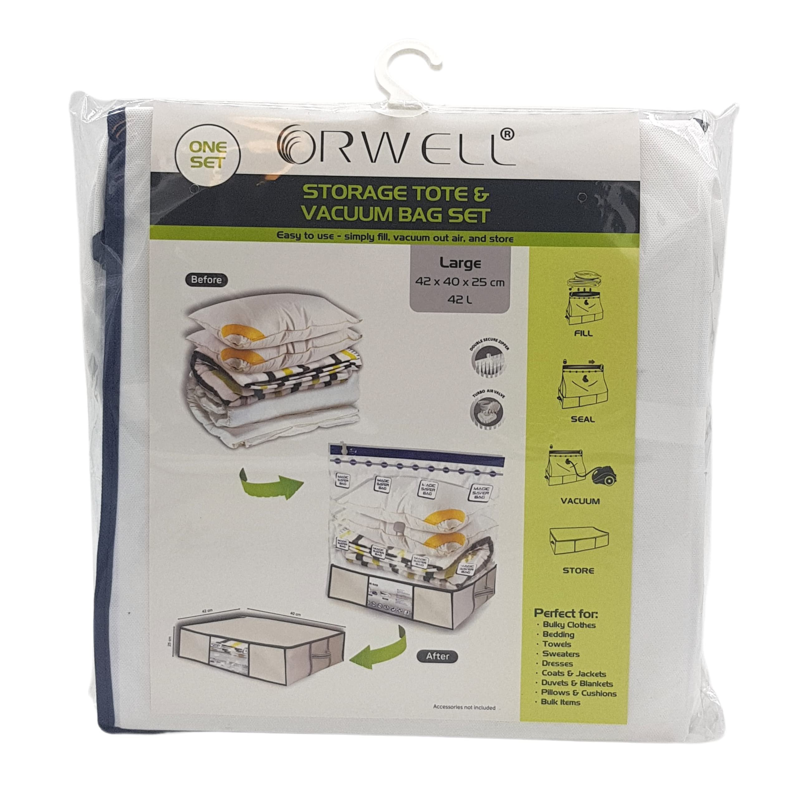 Orwell Storage Tote & Vacuum Bag Set Large